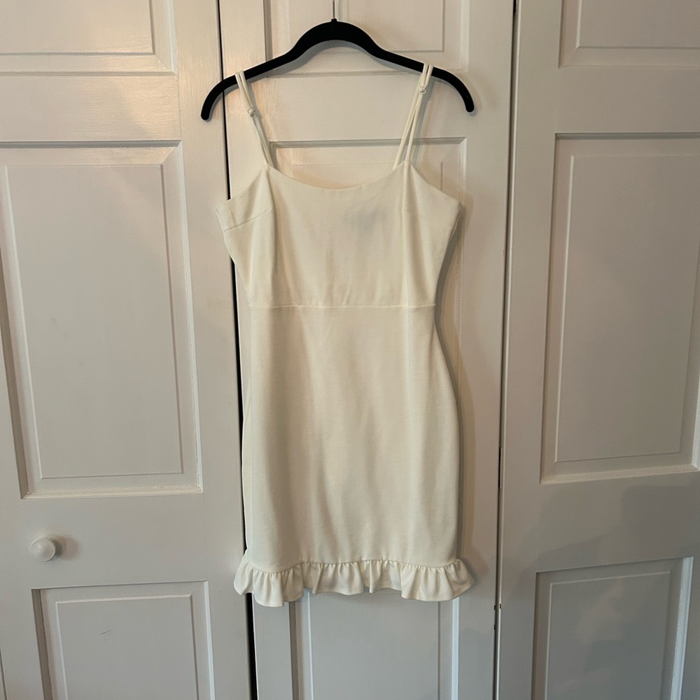 Lulu's Cream Sleeveless Spaghetti Strap Mini Dress